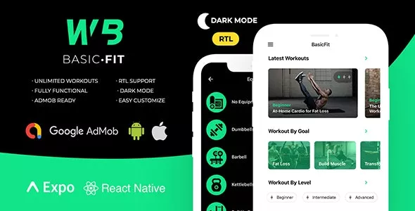 FitBasic v2.0.0 - Complete React Native Fitness App + Multi-Language + RTL Support