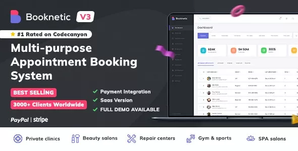Booknetic v3.1.4 - WordPress Booking Plugin for Appointment Scheduling (SaaS)