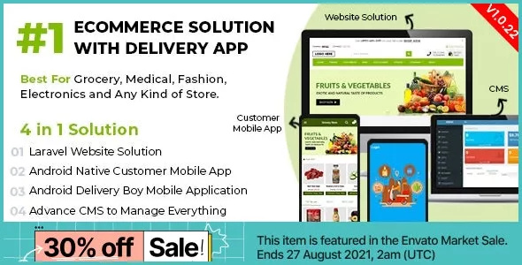 Ecommerce Solution with Delivery App v1.0.22 - App for Grocery, Food, Pharmacy, Any Store / Laravel + Android Apps