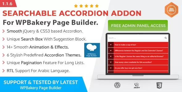 Ultimate Searchable Accordion v1.1.4 - WPBakery Page Builder Addon