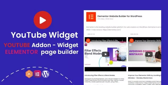 YouTube Widgets v1.0.1 - Addon for Elementor Page Builder