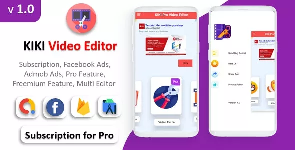 KIKI Pro Video Editor App - Facebook Ads & Admob Ads, Premium Feature, Subscription Plan