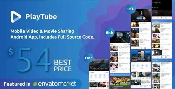 PlayTube v2.8 - Mobile Video & Movie Sharing Android Native Application (Import/Upload)