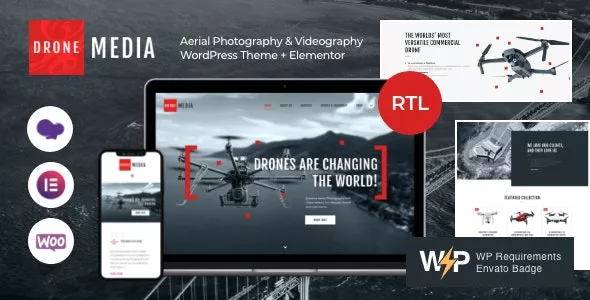 Drone Media v1.6.2 - Aerial Photography & Videography WordPress Theme + Elementor
