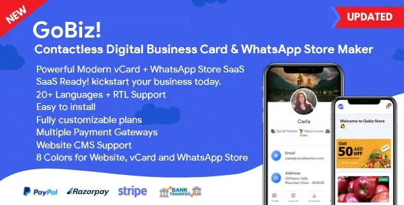 GoBiz v4.2.1 - Digital Business Card + WhatsApp Store Maker, SaaS, vCard Builder