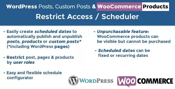WordPress Posts & WooCommerce Products Scheduler / Restrict Access v5.5