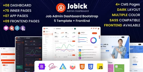 Jobick v3.0 - Job Admin Dashboard Bootstrap 5 Template + FrontEnd