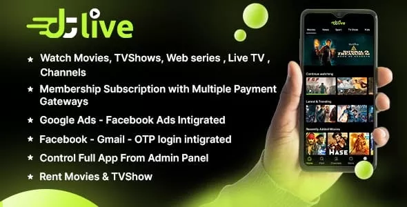 DTLive v2.0 - Movies - TV Series - Live TV - Channels - OTT - Android App | Laravel Admin Panel
