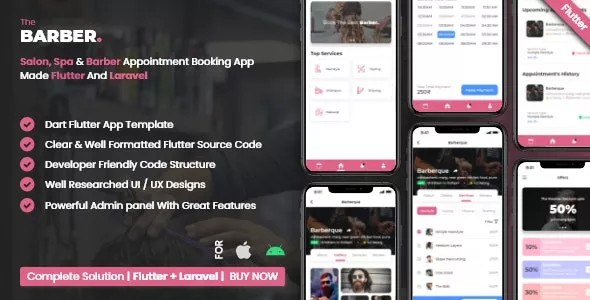 Salon Booking Management System with Mobile App using Flutter v3.6