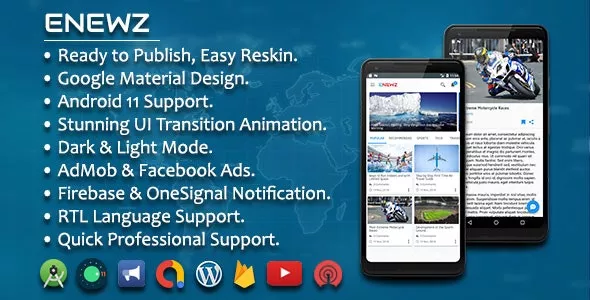 ENEWZ v1.5 - Native Android (News/Blog/Article) App for Wordpress with OneSignal Notification
