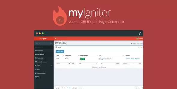 myIgniter v4.0.4 - Admin CRUD and Page Generator