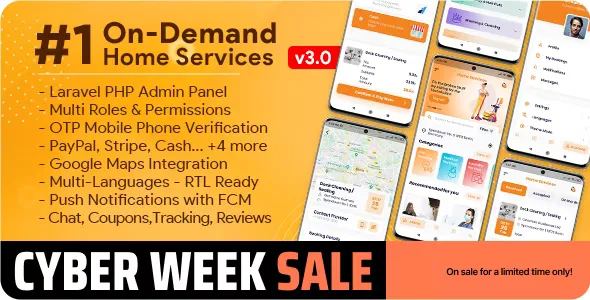On-Demand Home Services, Business Listing, Handyman Booking with Admin Panel v2.0.0