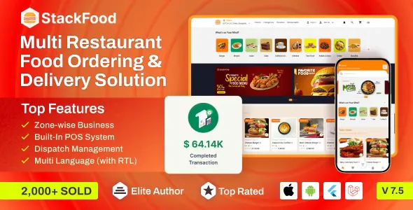 StackFood Multi Restaurant v6.0 - Food Delivery App with Laravel Admin and Restaurant Panel - nulled
