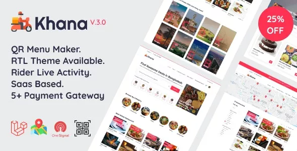 Khana v4.0 - Multi Resturant Food Ordering, Restaurant Management With SaaS And QR Menu Maker