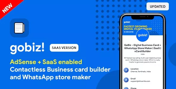 GoBiz v5.0.0 - Digital Business Card + WhatsApp Store Maker, SaaS, vCard Builder