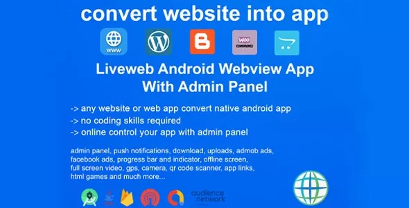 Liveweb Android Webview App With Admin Panel v1.2 - Convert your Website to App