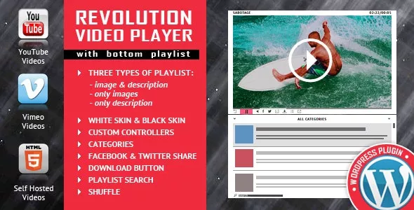 Revolution Video Player with Bottom Playlist v2.4 - YouTube/Vimeo/Self-Hosted Support