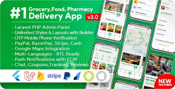 Grocery, Food, Pharmacy, Store Delivery Mobile App with Admin Panel v3.0.0