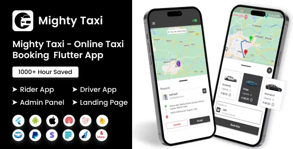 MightyTaxi v10.0 - Flutter Online Taxi Booking Full Solution | User App | Admin Laravel Panel | Driver App