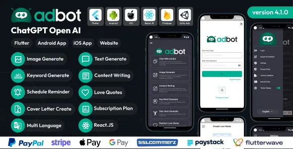 AdBot v2.3 - ChatGPT Open AI Android and iOS App