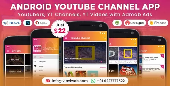 Android YouTube Channel App (Youtubers, YT Channels, YT Videos) with Admob Ads v1.3