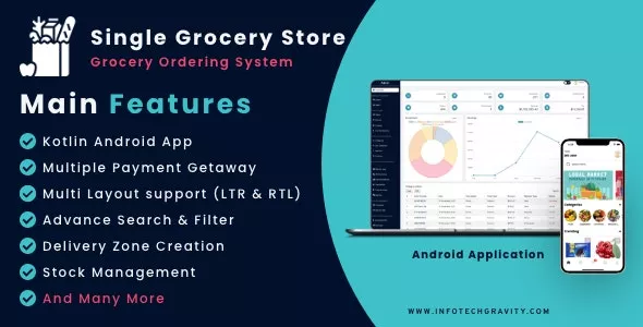 Single Grocery, Food, Pharmacy Store Android User & Delivery Boy Apps With Backend Admin Panel v3.0