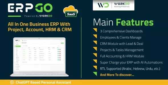 ERPGo SaaS v5.8 - All In One Business ERP With Project, Account, HRM, CRM & POS