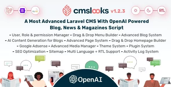 CMSLooks v1.2.1 - Laravel CMS With OpenAI Powered Blog, News & Magazines Script