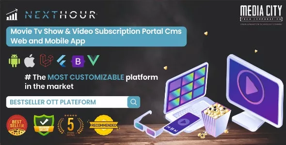 Next Hour v5.4 - Movie TV Show & Video Subscription Portal CMS Web and Mobile App