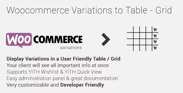Woocommerce Variations to Table - Grid v1.4.10
