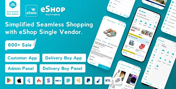 eShop v4.0.5 - eCommerce Single Vendor App | Shopping eCommerce App with Flutter