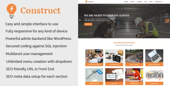 Construct v1.1 - Building and Construction Website CMS