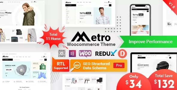 Metro v1.9.4 – Minimal WooCommerce WordPress Theme
