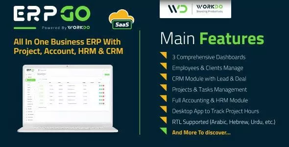 ERPGo SaaS v3.9 - All In One Business ERP With Project, Account, HRM & CRM