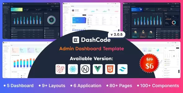 DashCode v2.0.5 - Laravel, React, Vuejs, NextJs, HTML,Tailwind Dashboard Template