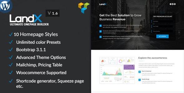 LandX v1.9.8 - Multipurpose WordPress Theme, Software Application Landing Pages Builder for Marketing Agency