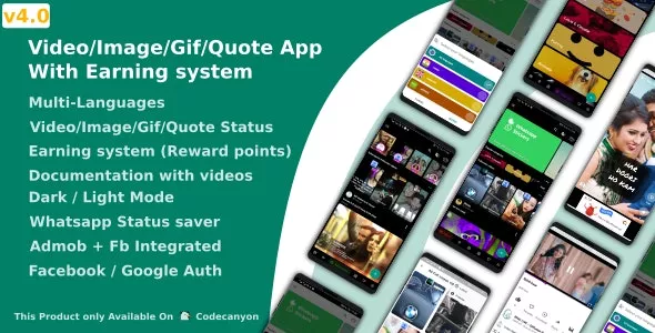 Video/Image/Gif/Quote App With Earning System (Reward Points) v5.0