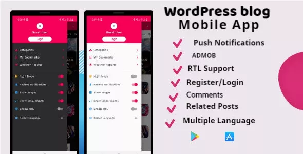 Flutter Wordpress Mobile App Supports Android & IOS v1.0