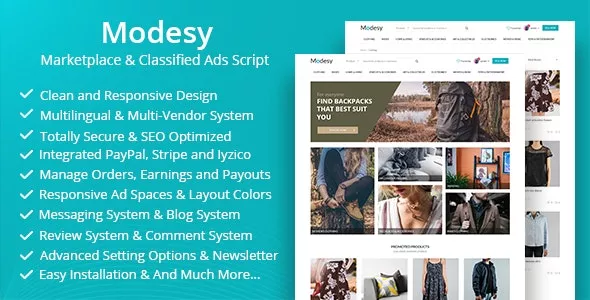 Modesy v2.4.1 - Marketplace & Classified Ads Script