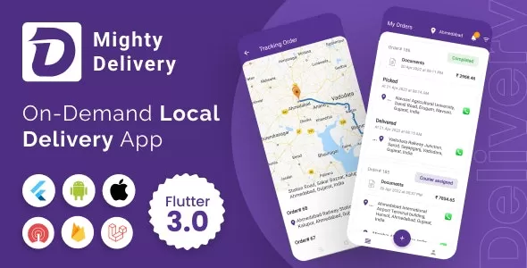 MightyDelivery v7.0 - On Demand Local Delivery System Flutter App, Courier Company, Courier App
