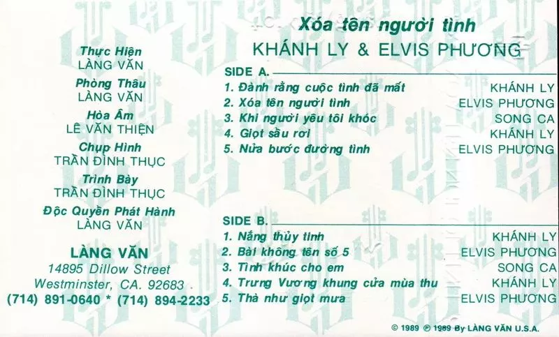 Khánh Ly & Elvis Phương - Xóa Tên Người Tình 1989