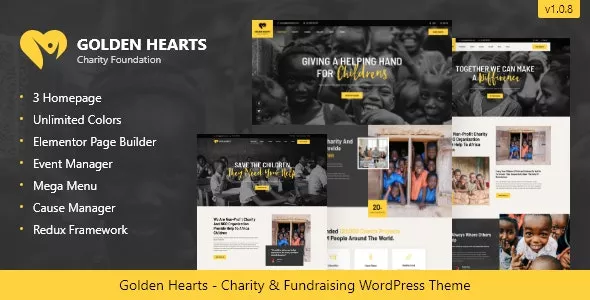 Golden Hearts v1.0.7 - Fundraising & Charity WordPress Theme