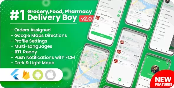 Delivery Boy for Groceries, Foods, Pharmacies, Stores Flutter App v2.0.0