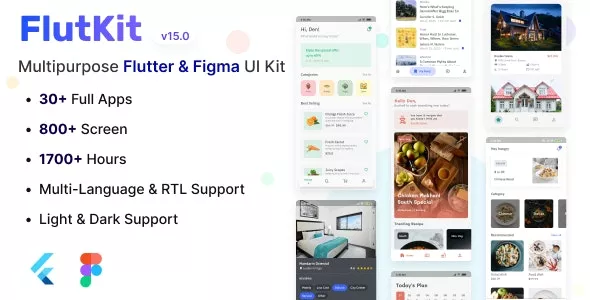 FlutKit v15.0 - Flutter & Figma UI Kit