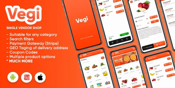 Vegi - The Ultimate Grocery, Food, Milk Ordering App with Delivery Boy & Admin