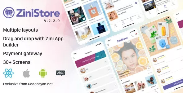 ZiniStore v2.2.0 - Full React Native Service App for Woocommerce