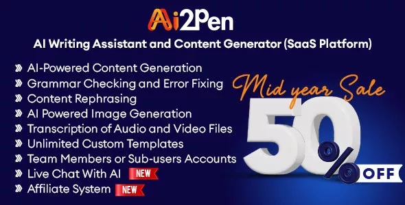 Ai2Pen v3.9 - AI Writing Assistant and Content Generator (SaaS Platform)