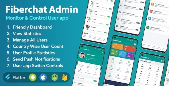Fiberchat ADMIN App v1.0.14 - Control & Monitor Fiberchat User Whatsapp Clone App