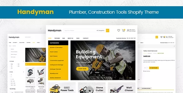 Handyman v2.0 - Drag & Drop Plumber, Construction Tools Shopify Theme