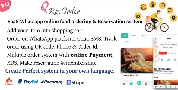 SaaS WhatsApp Online Ordering, Restaurant Management, Reservation System v1.5